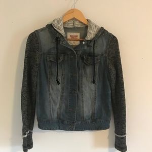 Layered Hooded Denim Jacket